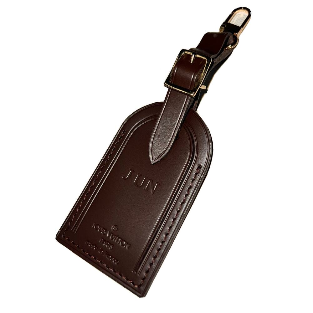 Louis Vuitton Name Tag JUN Damier Ebene Leather Gold-tone France